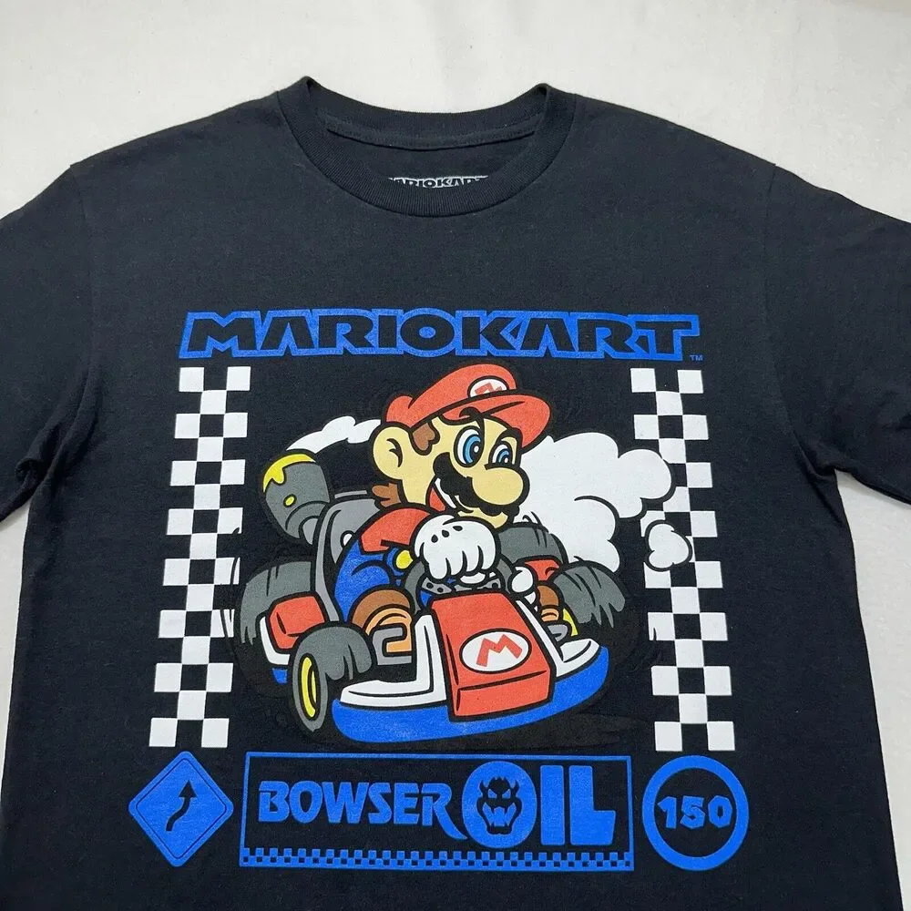 Nintendo Mario Kart Men's Small Black Short Sleeve Graphic T Shirt Bowser Oil - Picture 2 of 11